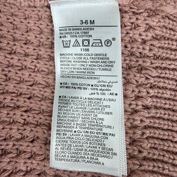 OLD NAVY BABY GIRL’S MAUVE KNIT HOODED CARDIGAN SWEATER SIZE 3–6 MONTHS - Picture 7 of 8